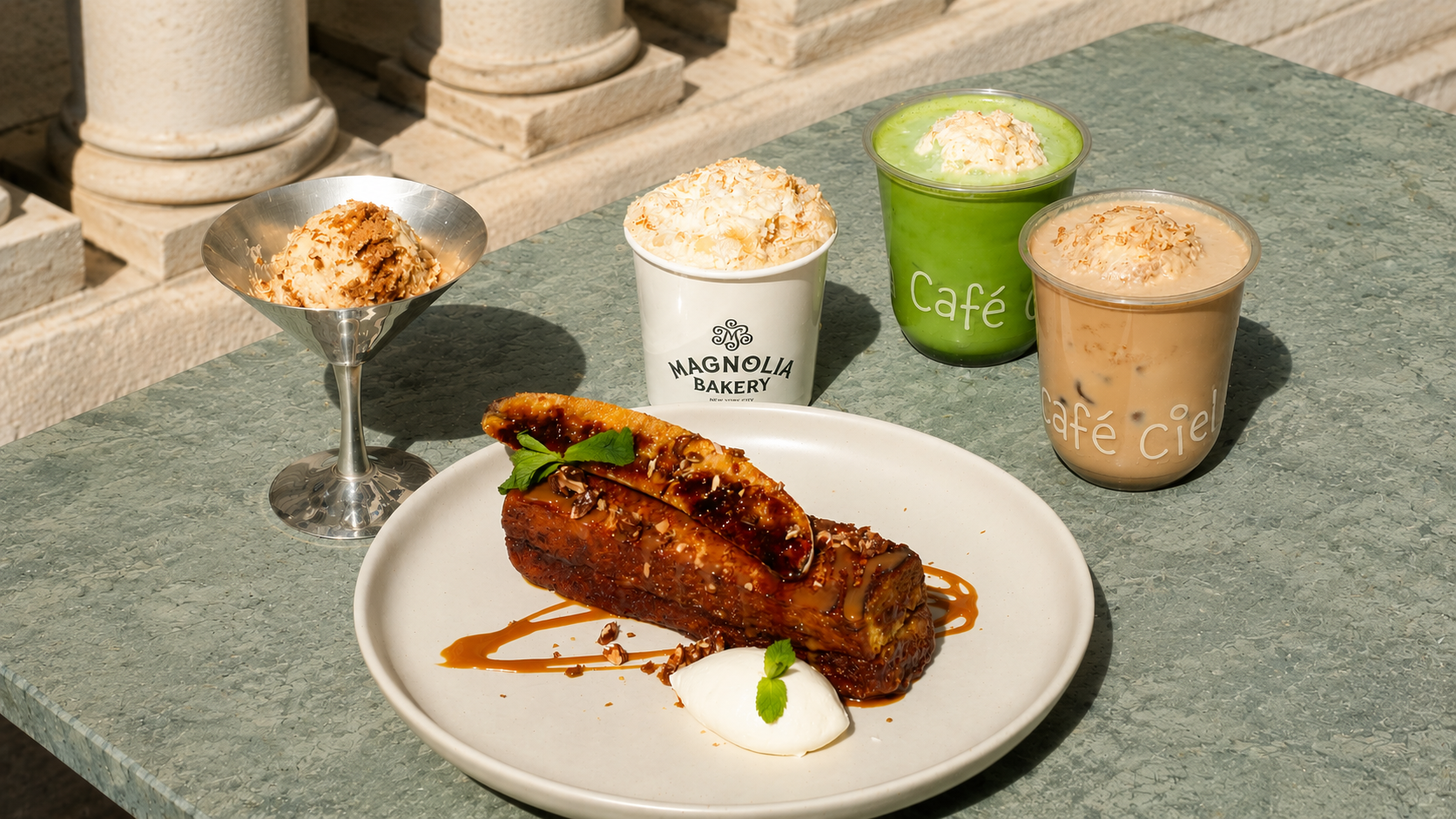 Magnolia Bakery pop-up floral installation at The OWO London for Chelsea Flower Show